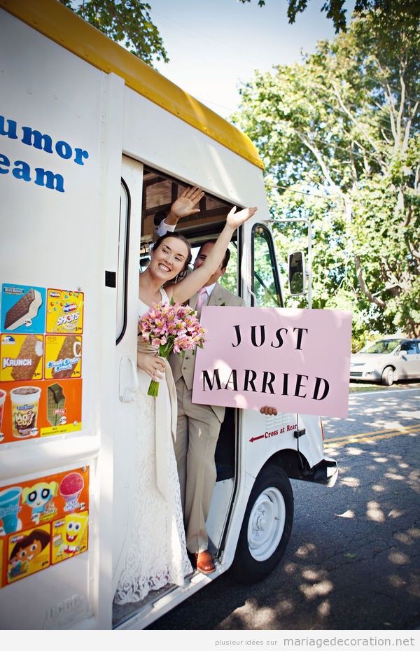 Idées originales mariage, camion-glacier pour les jeunes mariés