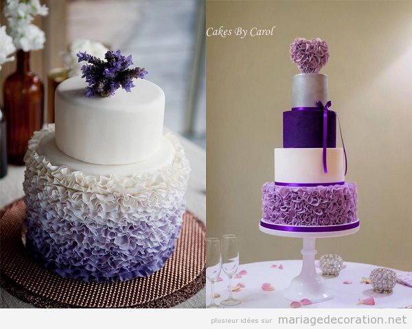 Grand-gâteau Violet Mariage Avec Des Fleurs En Pâte De Sucre Blanc Banque  D'Images et Photos Libres De Droits. Image 38093499